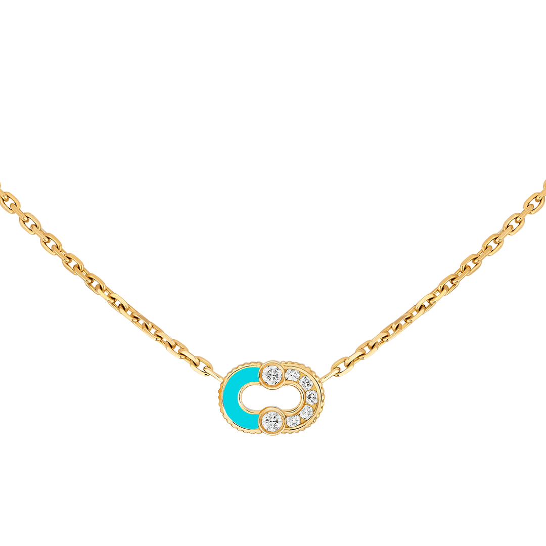 Viltier 18k Yellow Gold Magnetic Diamond and Turquoise Pendant
