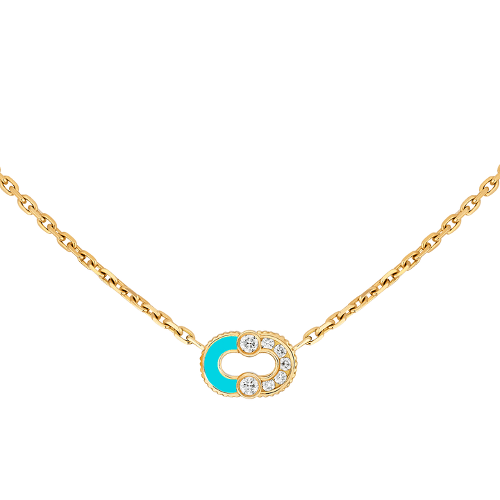 Viltier 18k Yellow Gold Magnetic Diamond and Turquoise Pendant