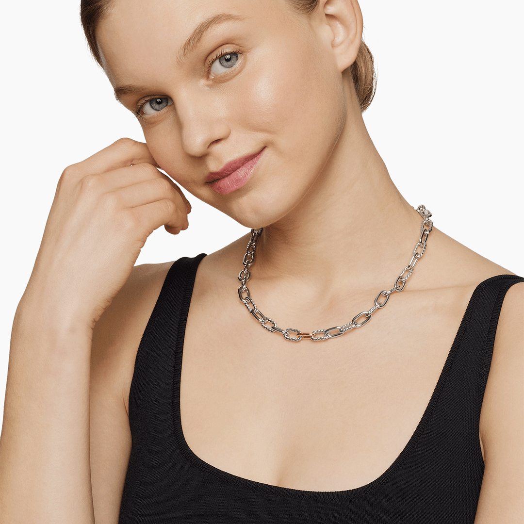 David Yurman Madison Chain Necklace with 18k Yellow Gold