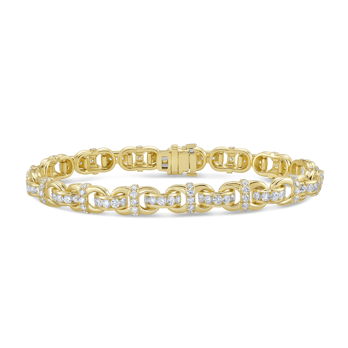 Charles Krypell 18k Yellow Gold and 3.98 Total Weight Diamond Link Bracelet