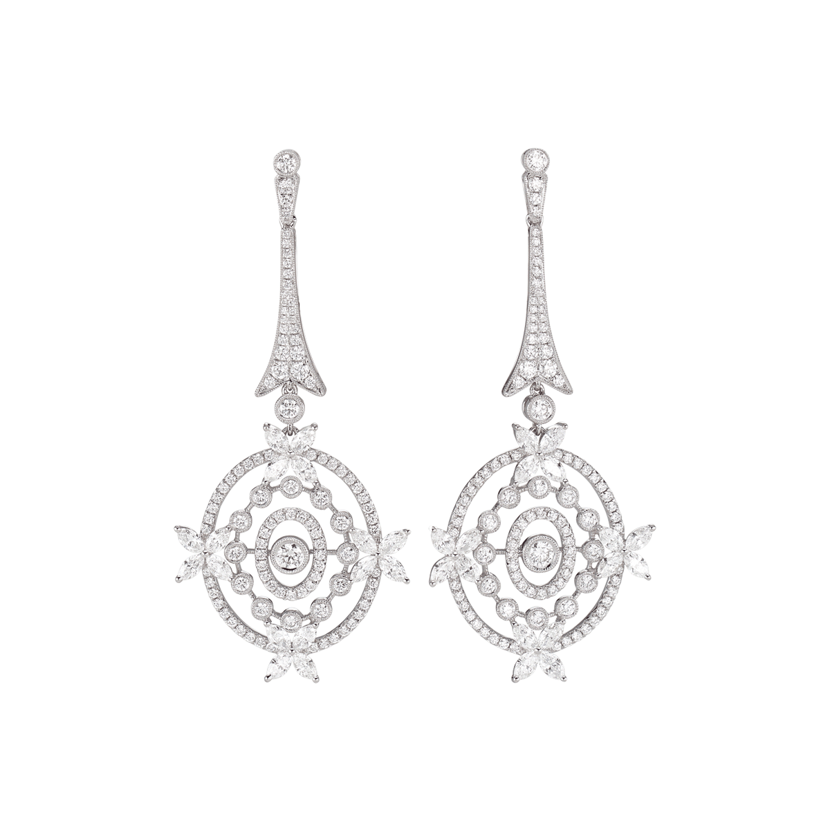 Hamilton Heritage Collection 18k Gold and Diamond 4.46 Total Weight Floral Earrings