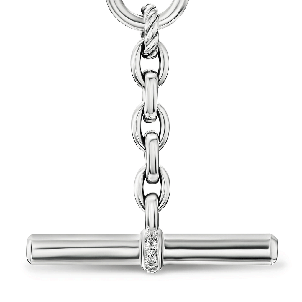 David Yurman DY Mercer® Petite Toggle Chain Necklace Sterling Silver with Diamonds, 4.5mm