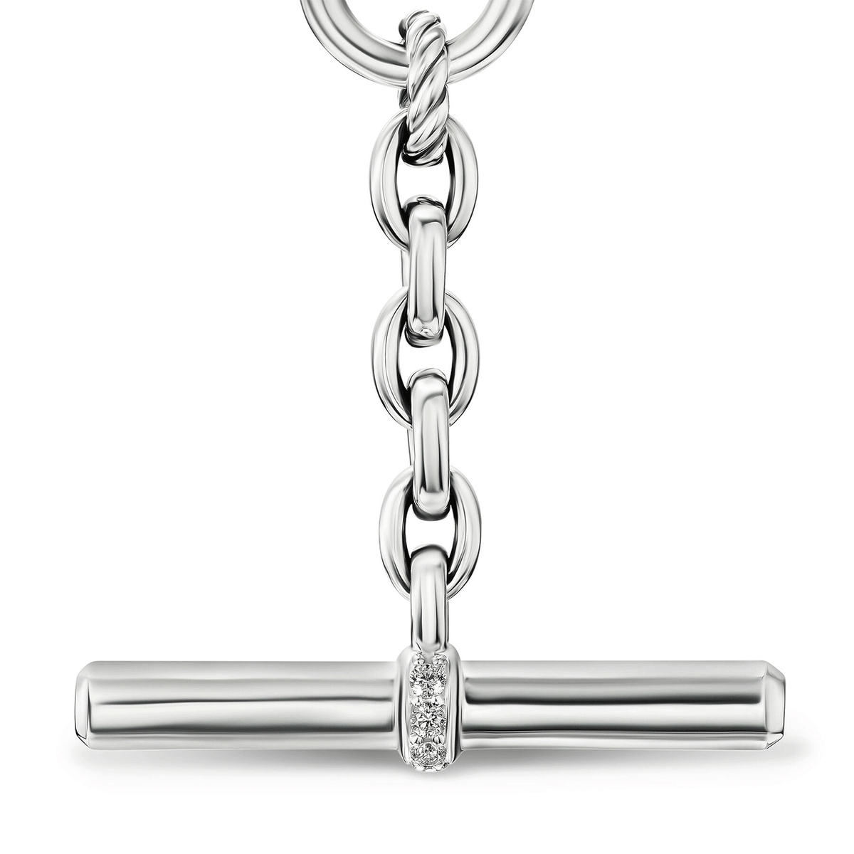 David Yurman DY Mercer® Petite Toggle Chain Necklace Sterling Silver with Diamonds, 4.5mm