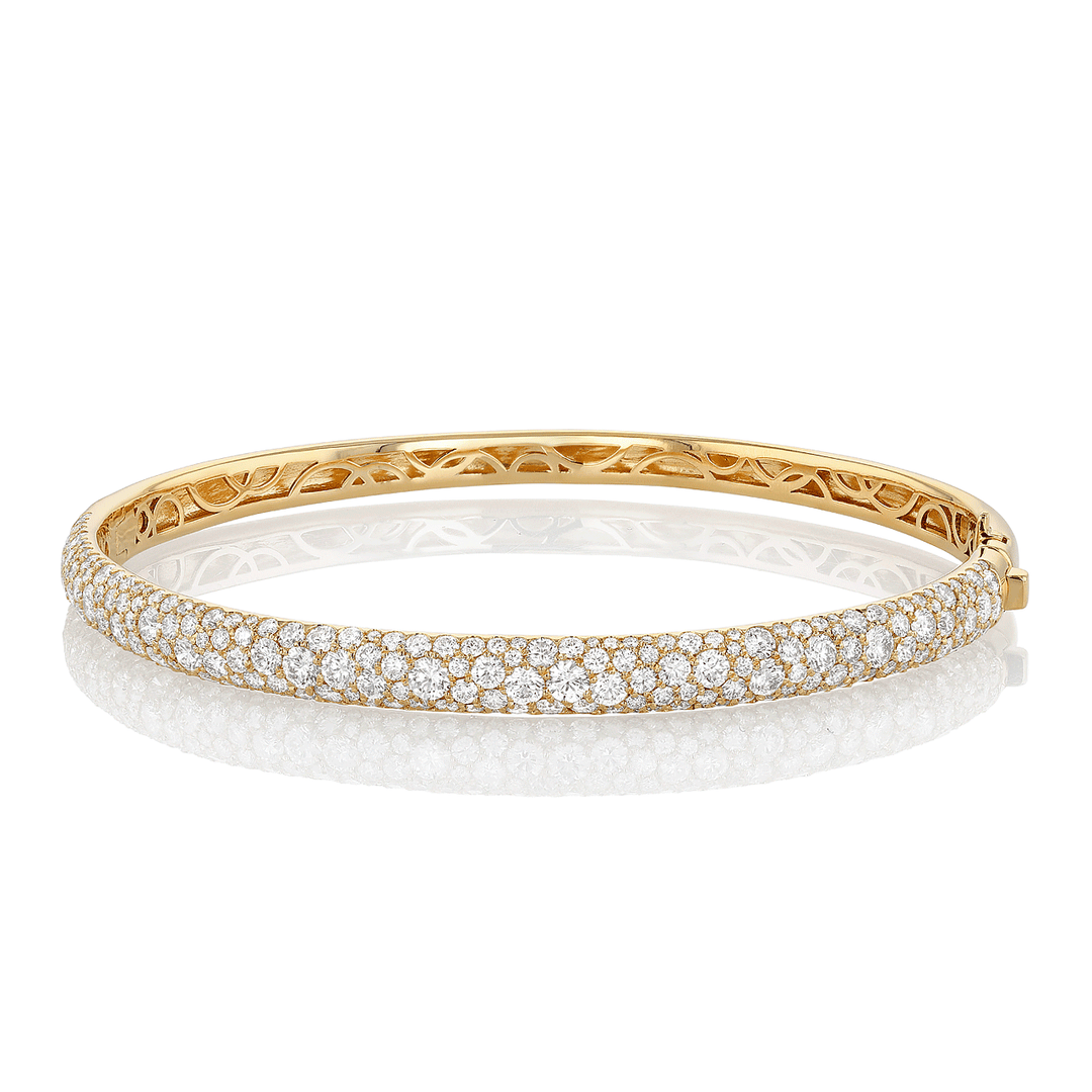 Luminous 18k Yellow Gold and Diamond 3.91 Total Weight Bangle