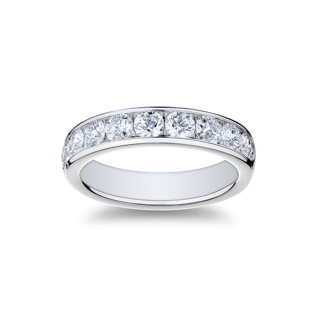 18k White Gold and 1.22 Total Weight Diamond Channel Band