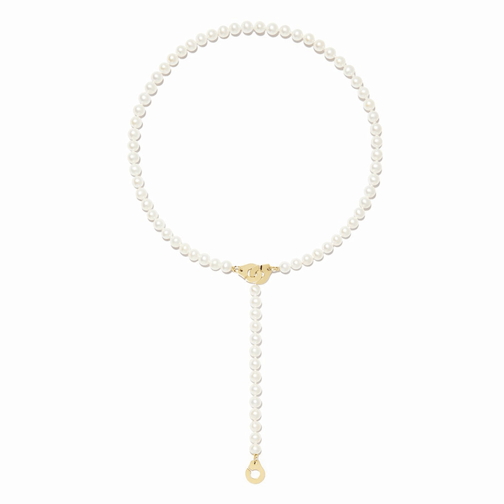 Dinh Van 3 Menottes 18k Yellow Gold and Pearl Necklace