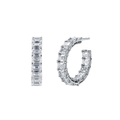 18k White Gold and 6.53 Total Weight Emerald Cut Diamond In and Out Hoops