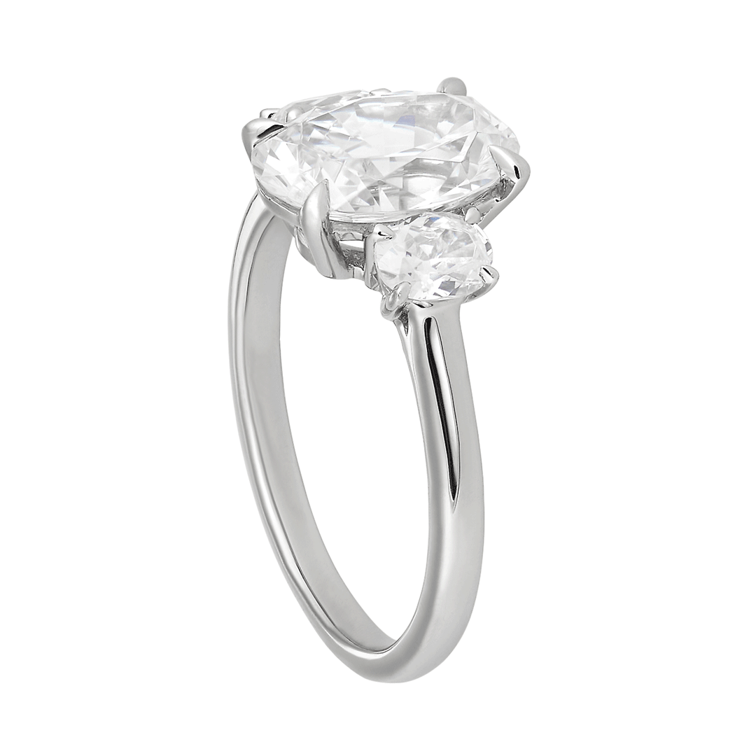 Platinum Three Stone Cushion Diamonds Engagement Ring Mounting