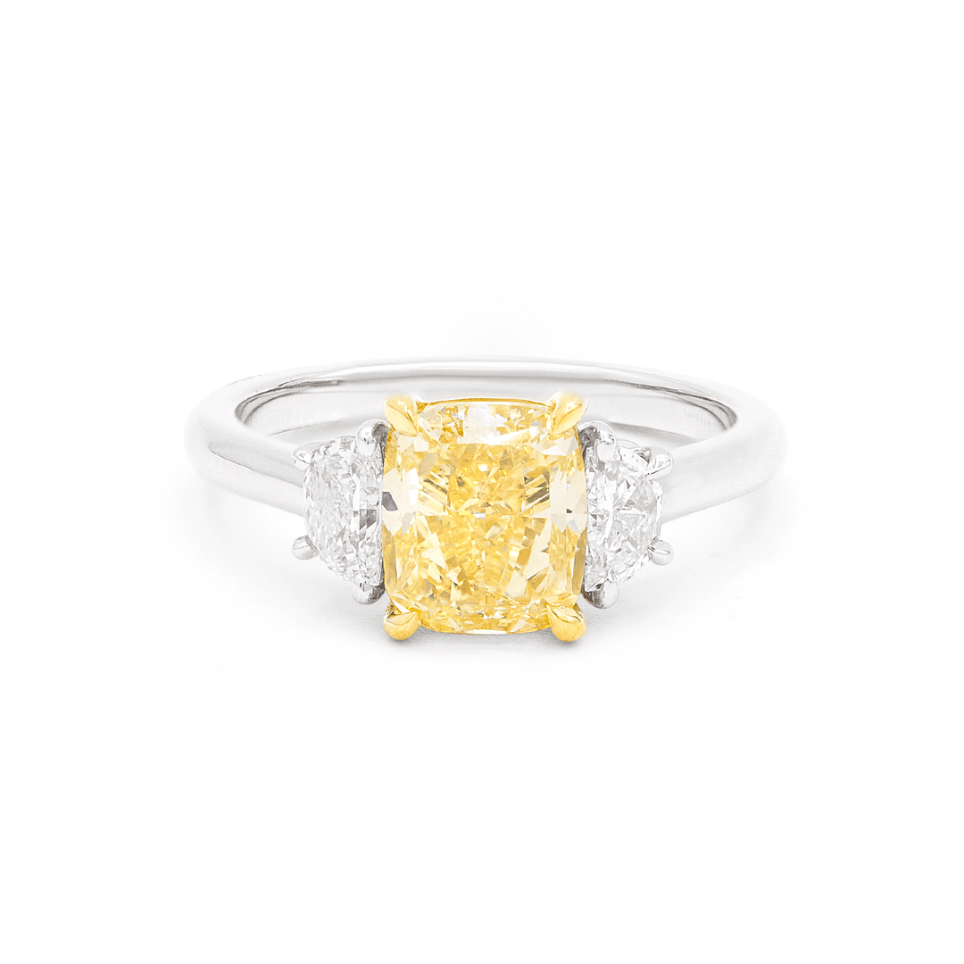 Platinum 18k Yellow Gold and 2.05 Total Weight Fancy Yellow Diamond Ring