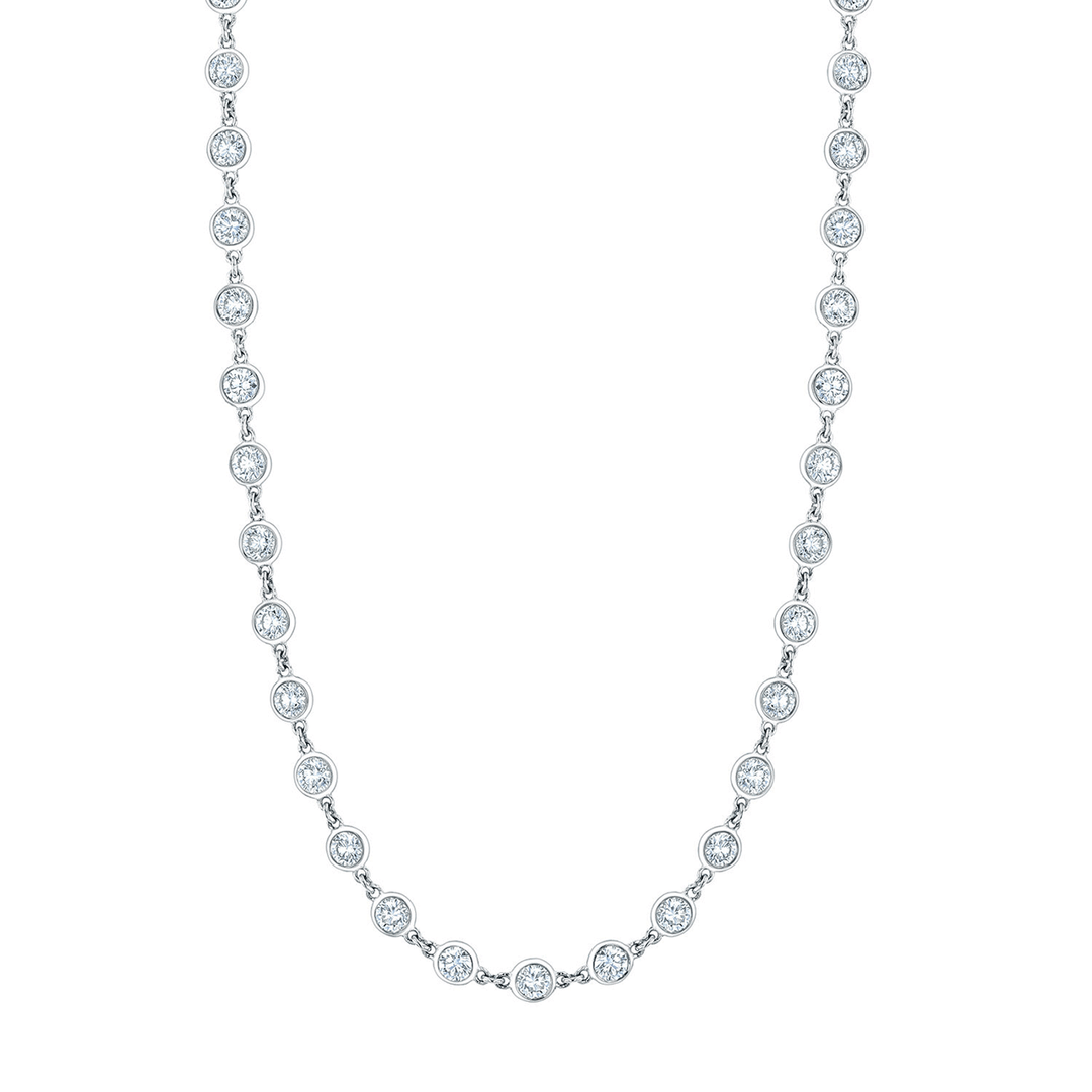18k White Gold and 5.54 Total Weight Diamond Station Necklace