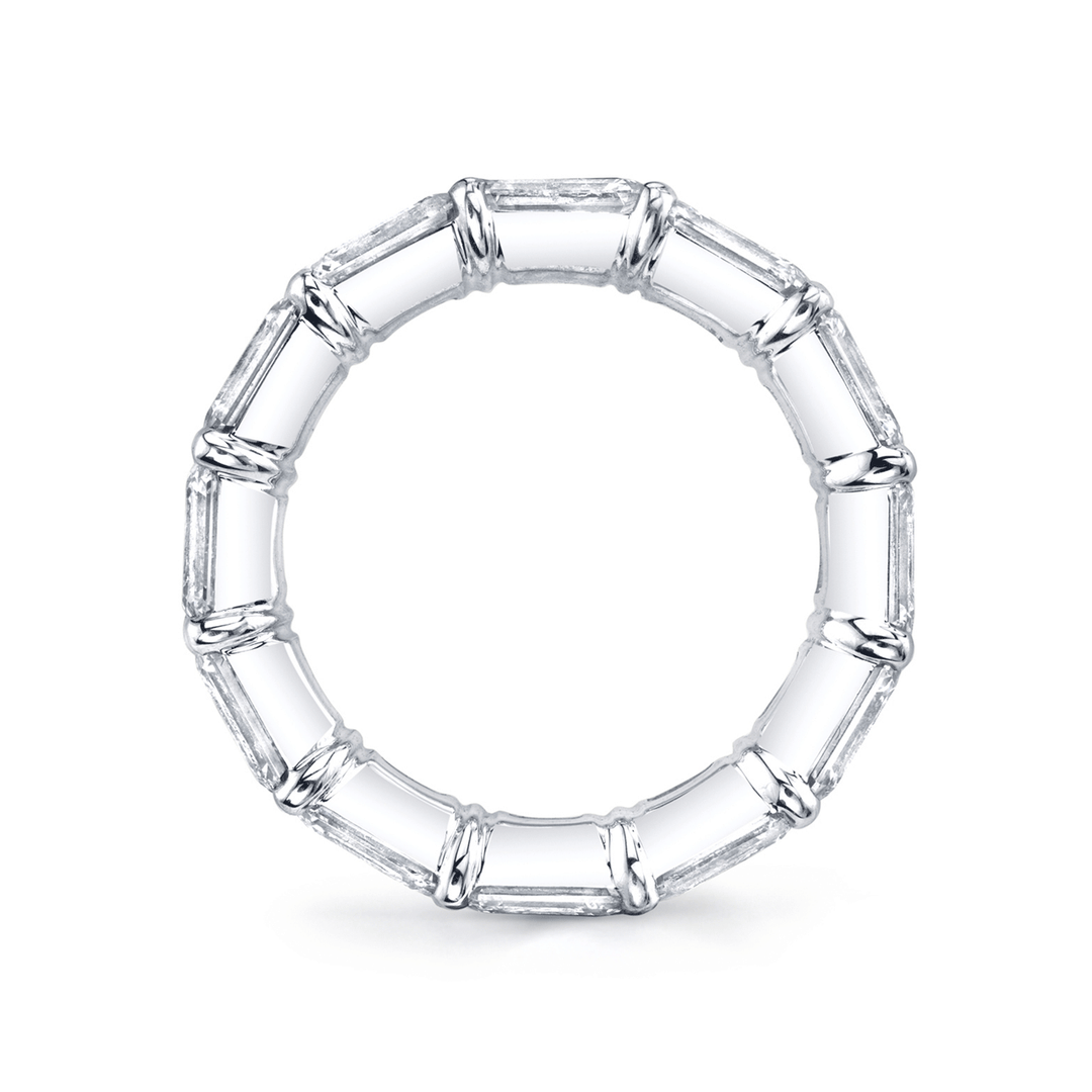 Platinum and Emerald Cut Diamond 3.18 Total Weight Eternity Band