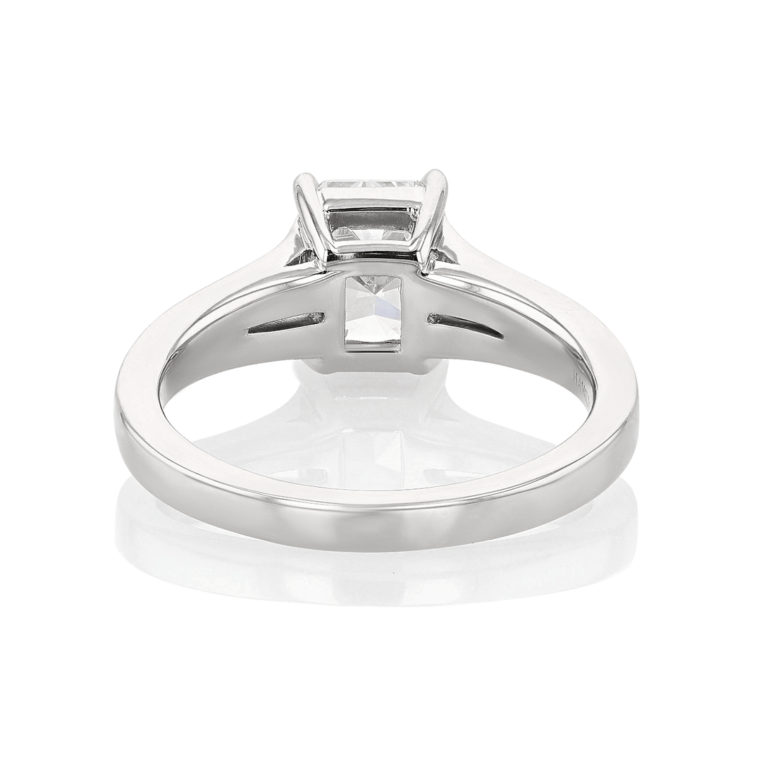 Platinum and Radiant Cut Diamond 1.70 Total Weight  Engagement Ring