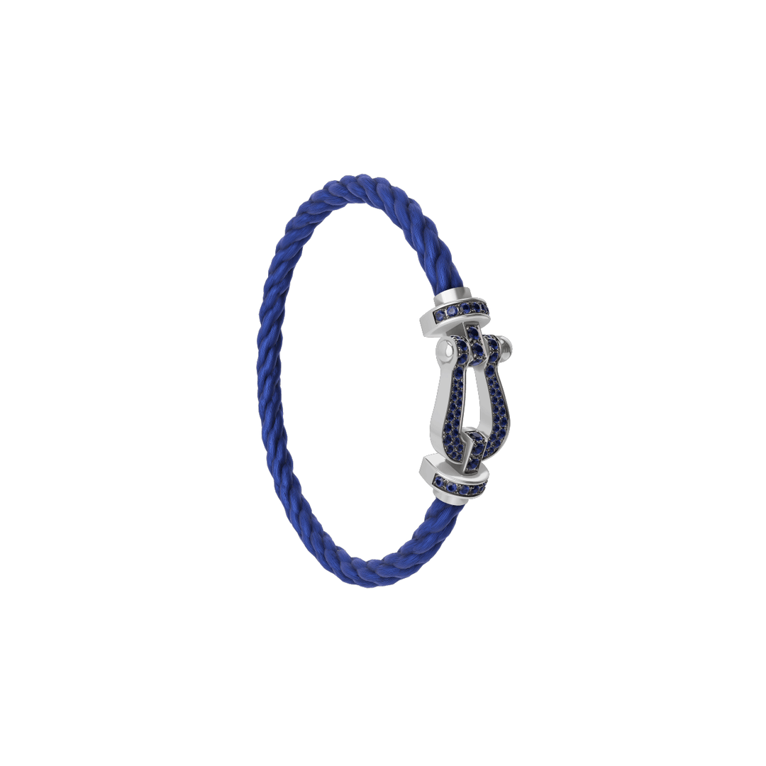 FRED FORCE 10 Indigo Cord with 18k White Gold LG Full Pave Sapphire Buckle, Exclusively at Hamilton Jewelers