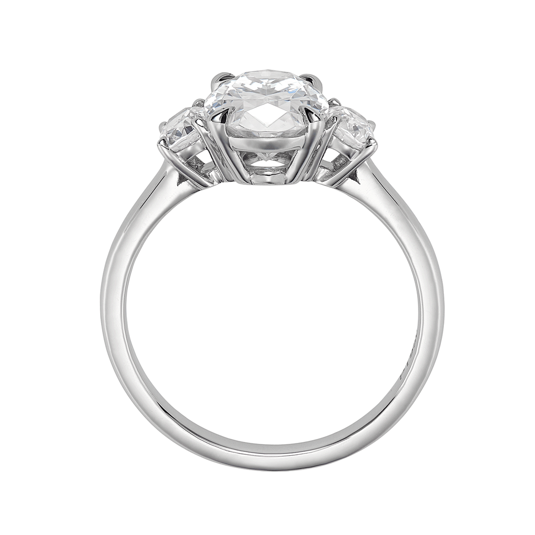 Platinum Three Stone Cushion Diamonds Engagement Ring Mounting