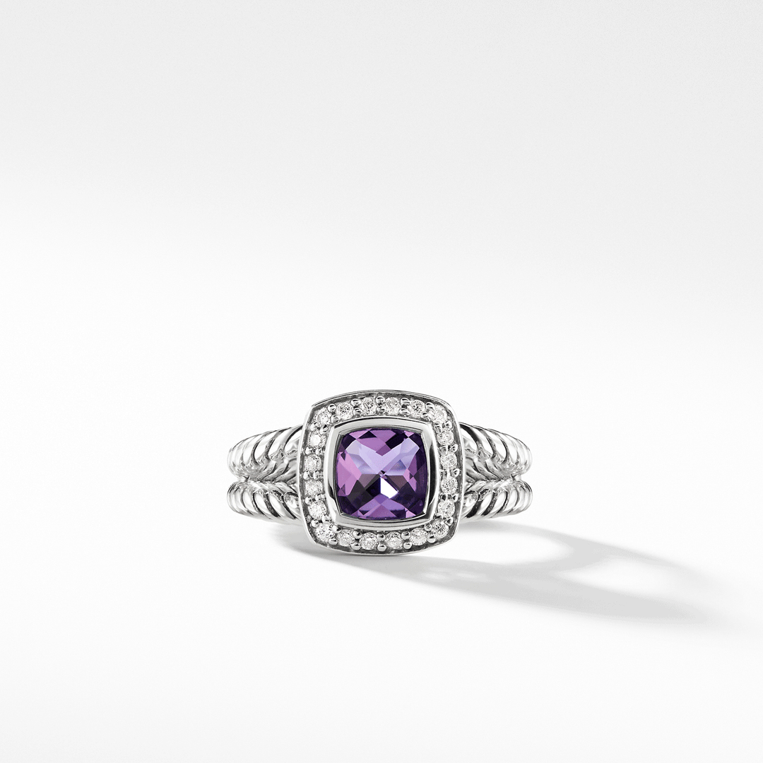 Petite Albion® Ring with Amethyst and Diamonds Size 7