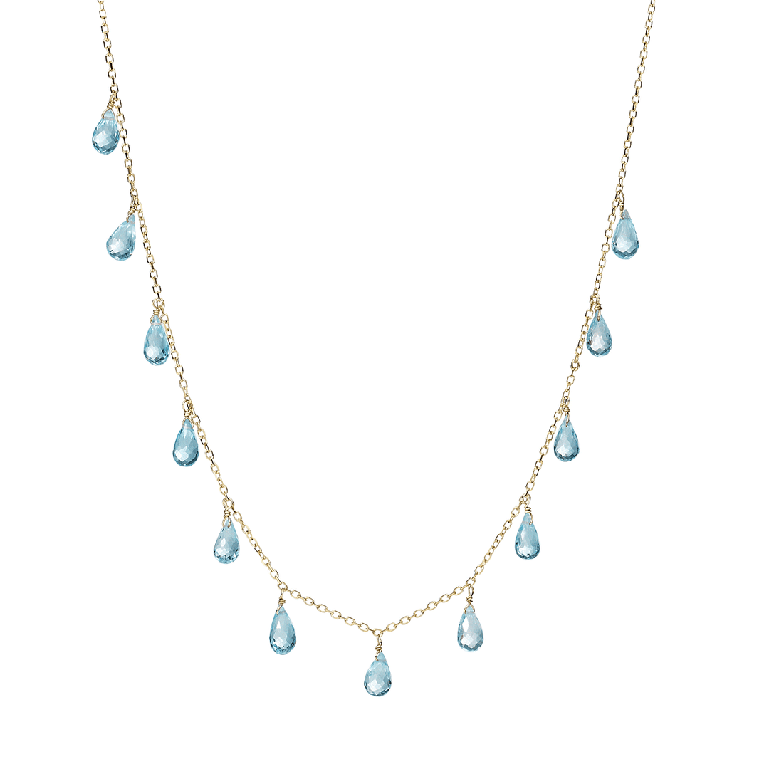 Calypso 14k Gold Blue Topaz Drop Necklace