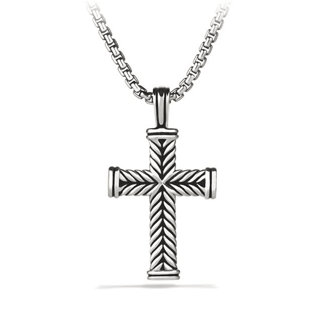 David Yurman Chevron Cross Pendant Sterling Silver, 33mm