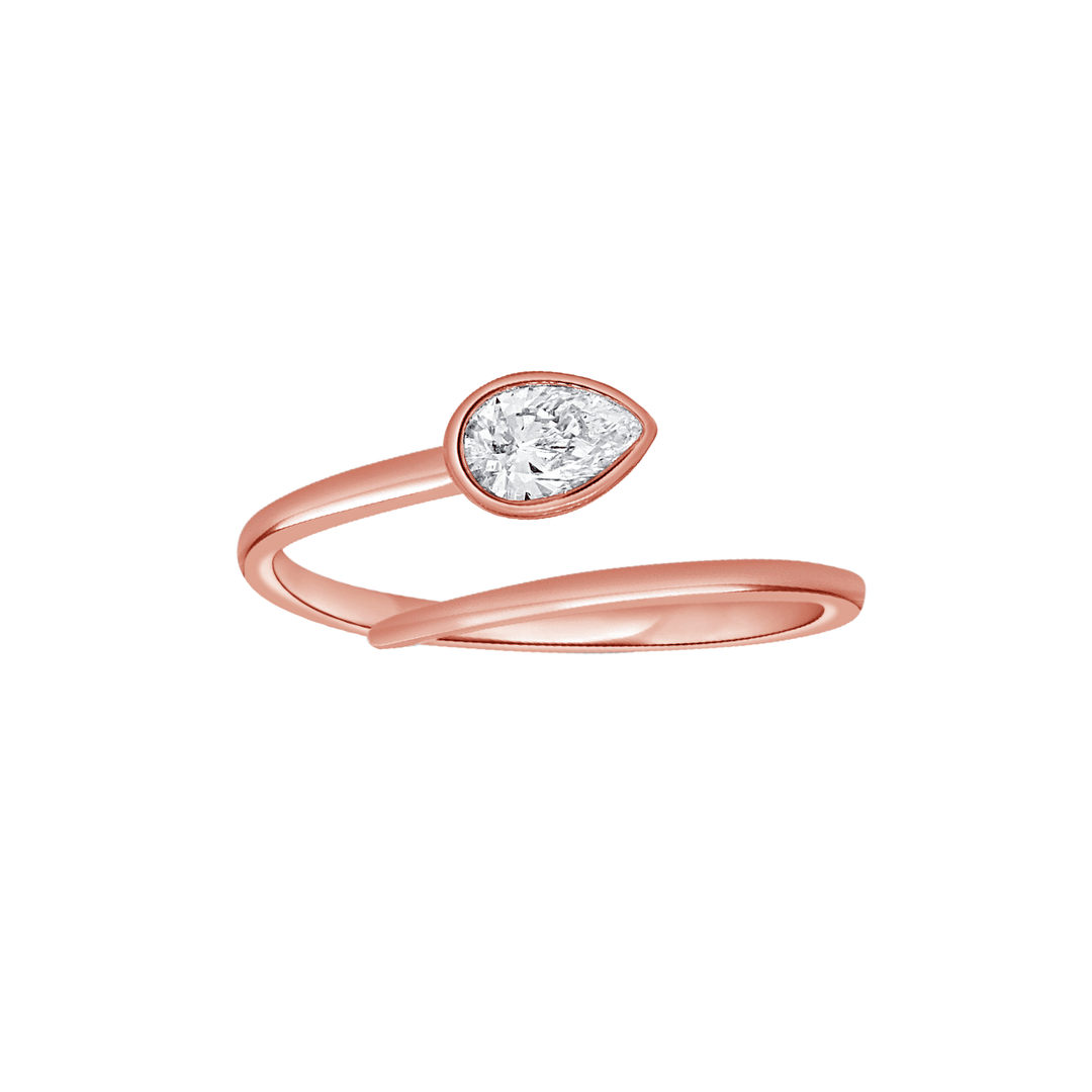 14k Rose Gold and Pear Shape Diamond .28 Total Weight Ring