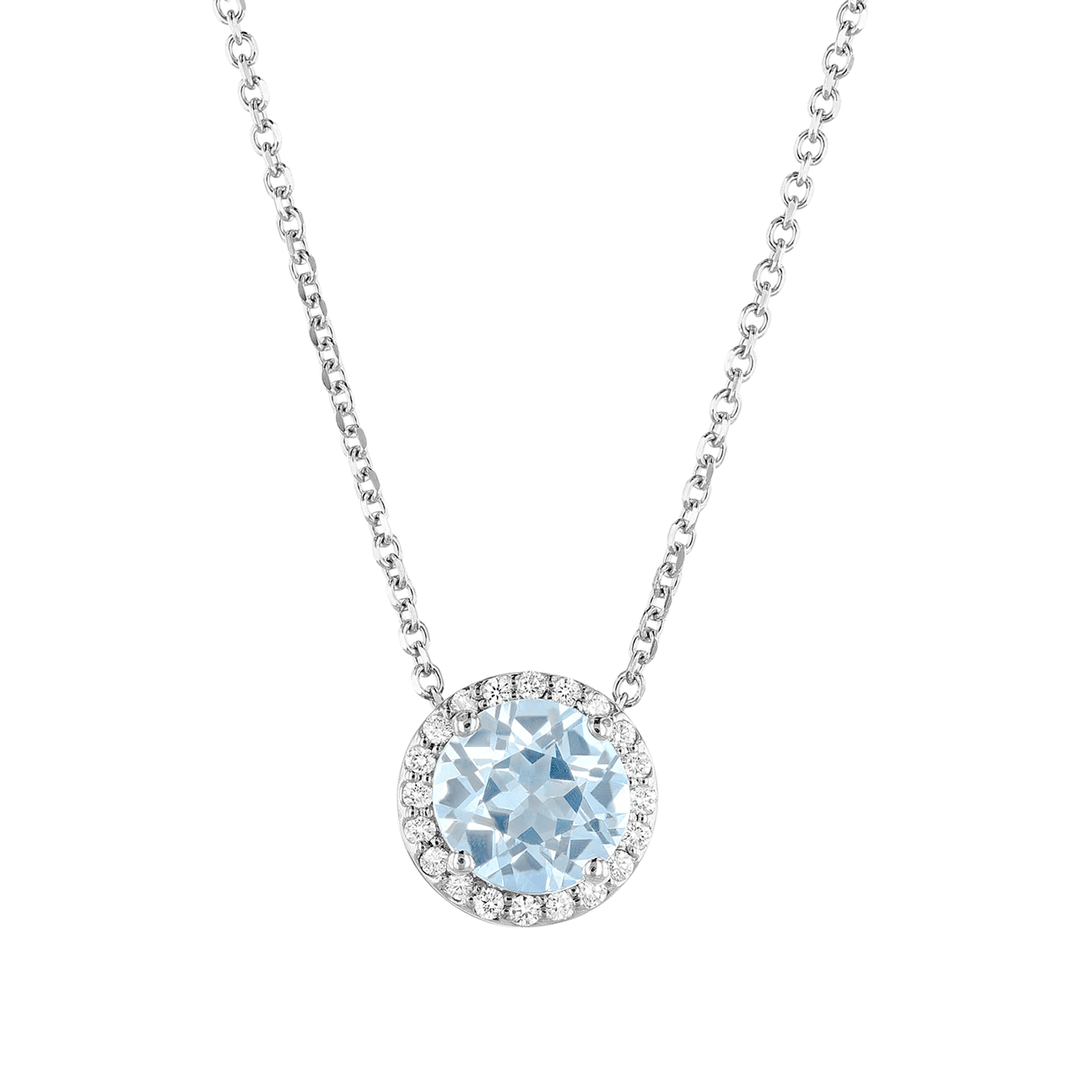 Lisette 14k Gold Blue Topaz 1.30 Total Weight and Diamond Pendant