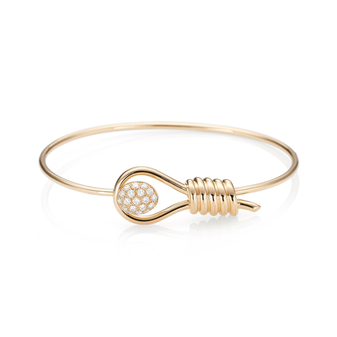 Hamilton 1970's Collection 18k Yellow Gold and 0.30 Total Weight Diamond Hook Bracelet