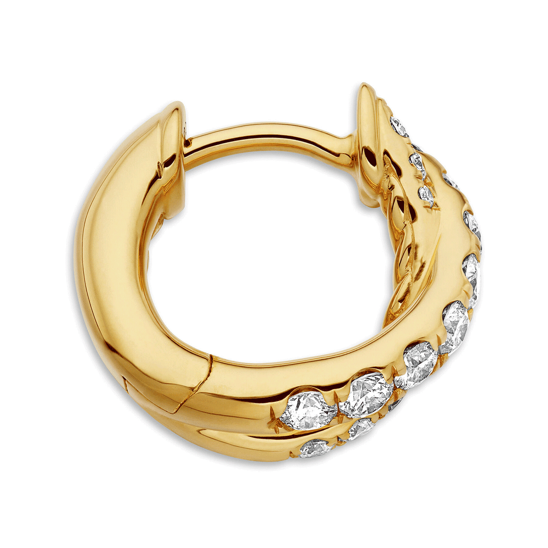 David Yurman Pavé Crossover Hoop in 18k Yellow Gold with Diamonds
