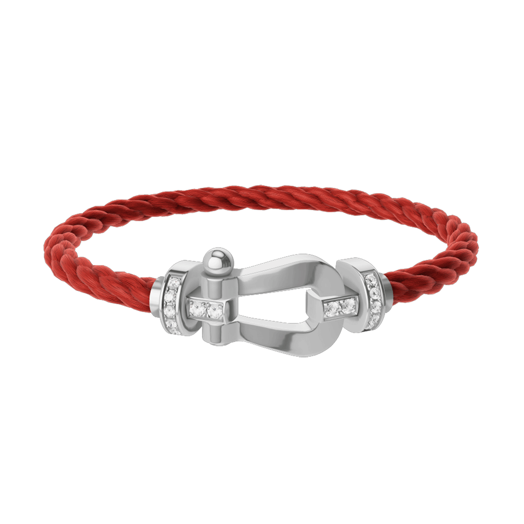 FRED Red Cord Bracelet with 18k White Half Diamond LG Buckle, Exclusively at Hamilton Jewelers