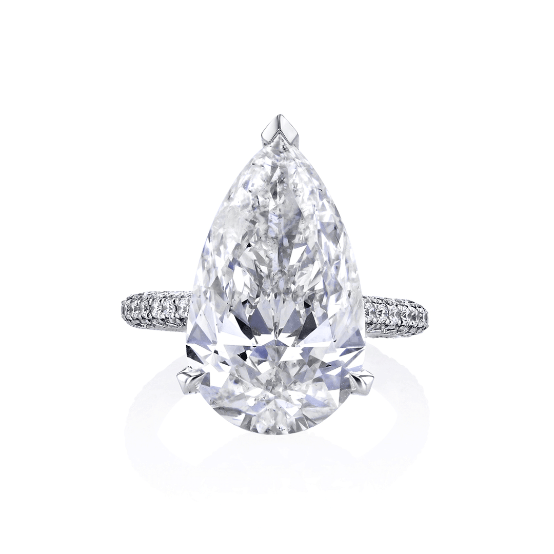 Platinum and 7.04 Total Weight Pear Shape Diamond Ring