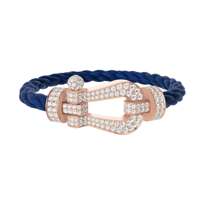 FRED Force 10 Navy Cable with 18k Rose Gold Extra LG Full Pave Diamond Buckle, Exclusively at Hamilton Jewelers