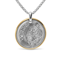 David Yurman Athena Medallion Amulet Sterling Silver with 14K Yellow Gold and Diamonds, 29.5mm