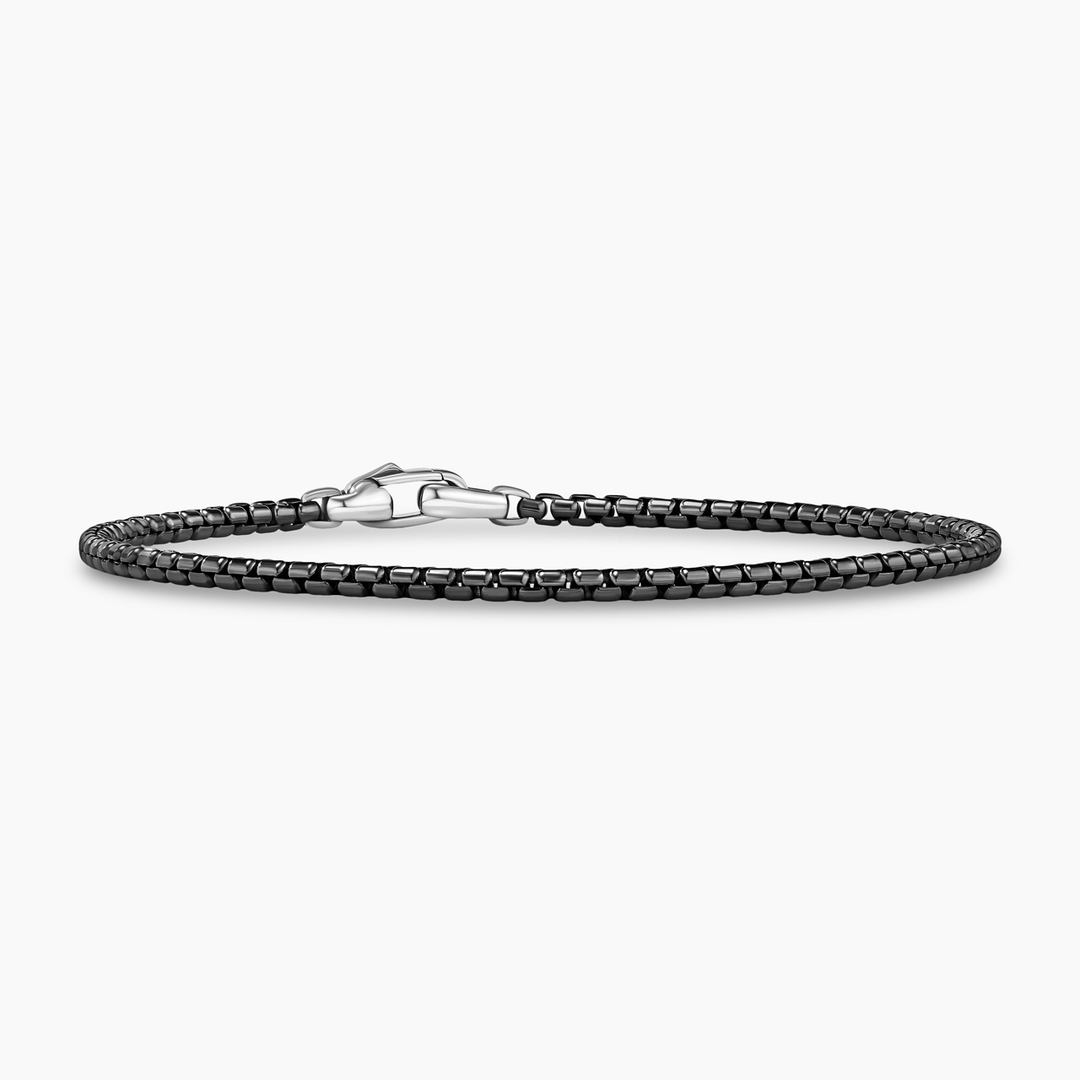 David Yurman Box Chain Bracelet Stainless Steel and Sterling Silver, 2.7mm