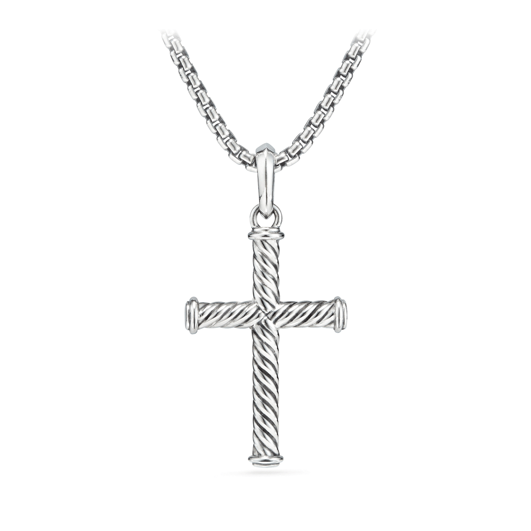 David Yurman Cable Cross Pendant Sterling Silver, 35mm