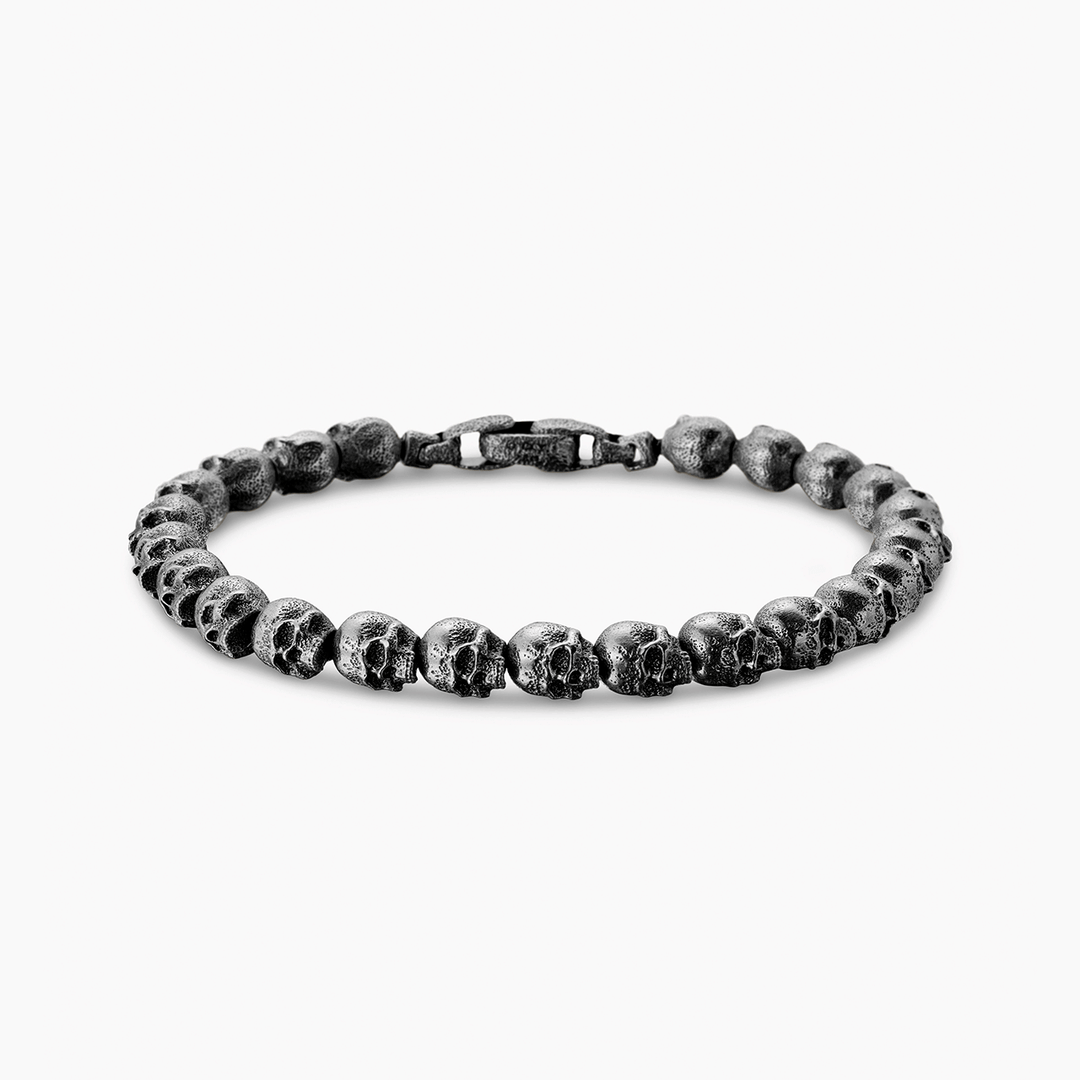 David Yurman Memento Mori Skull Bead Bracelet Sterling Silver, 6mm