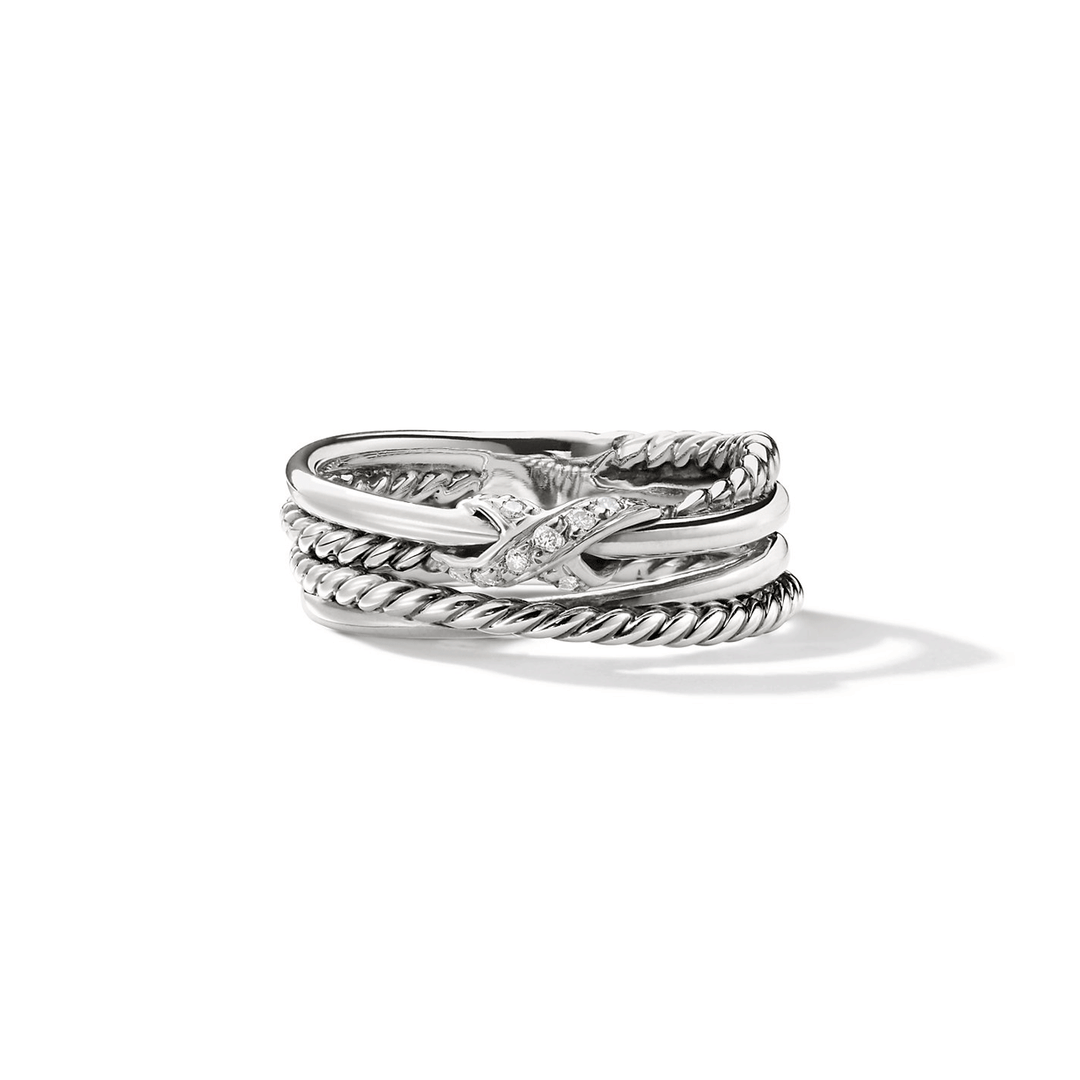 David Yurman X Collection Ring with Diamonds,SZ6.5