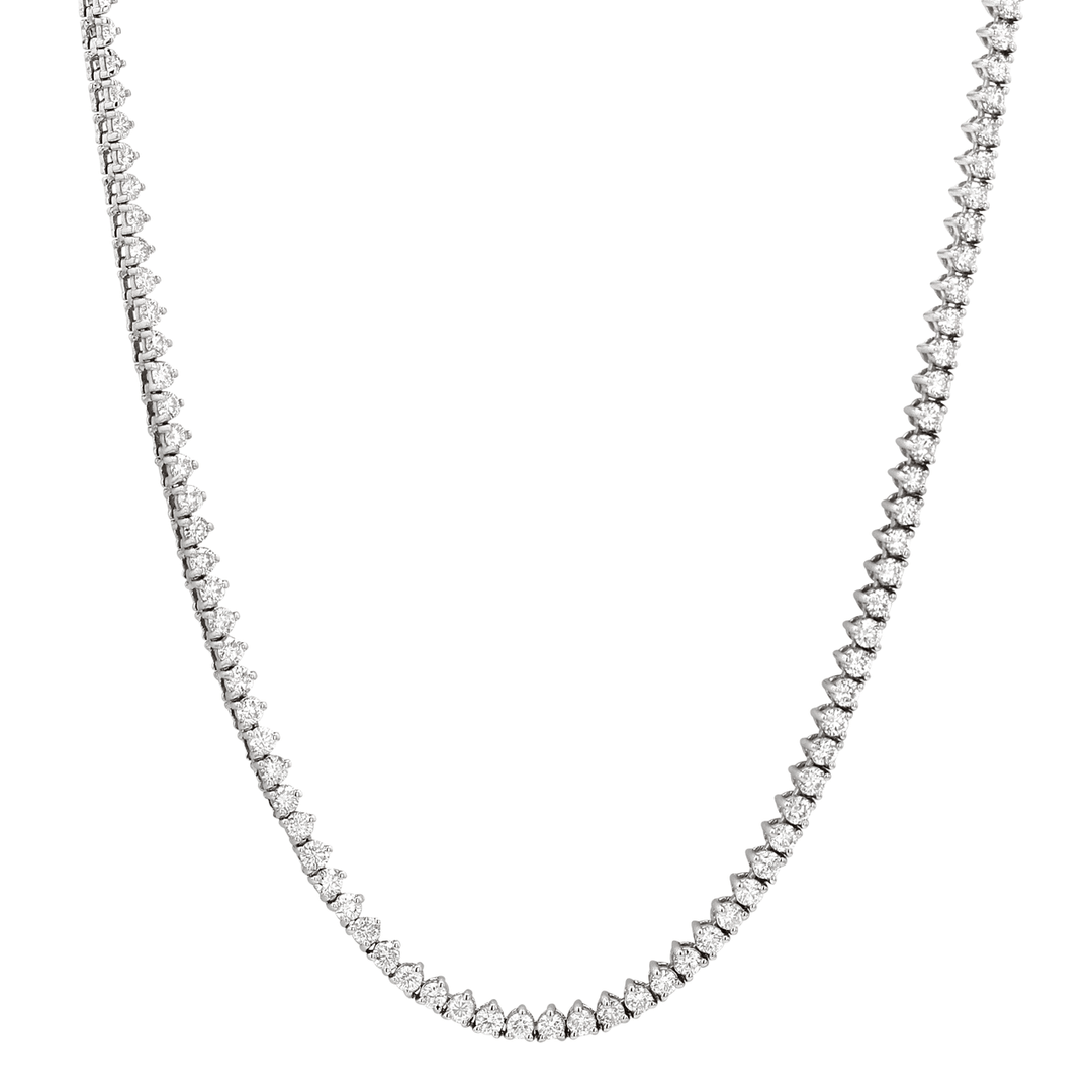 18k White Gold 31.5" Diamond 9.03 Total Weight Straight Line Necklace
