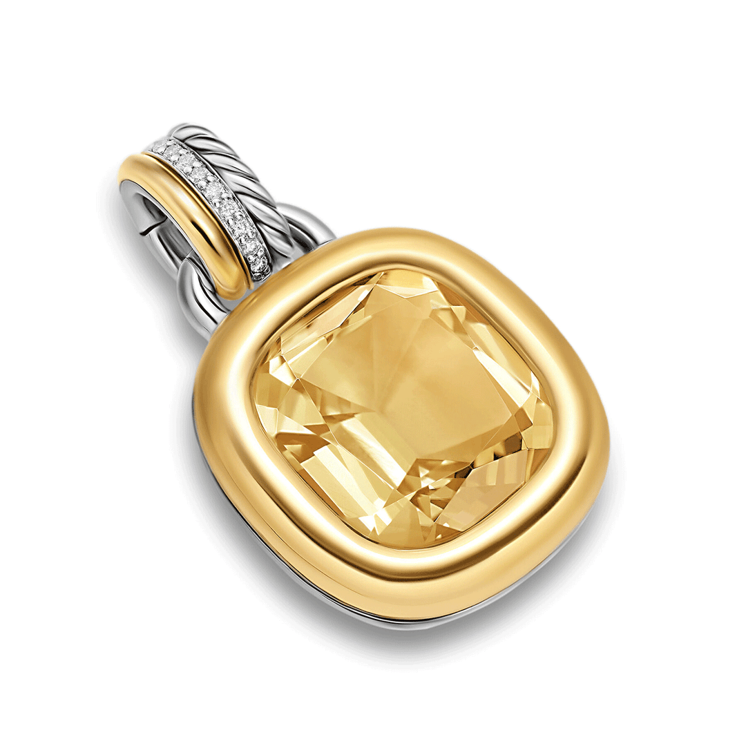 David Yurman DY Mercer® Color Amulet Sterling Silver with 18K Yellow Gold, Champagne Citrine and Diamonds