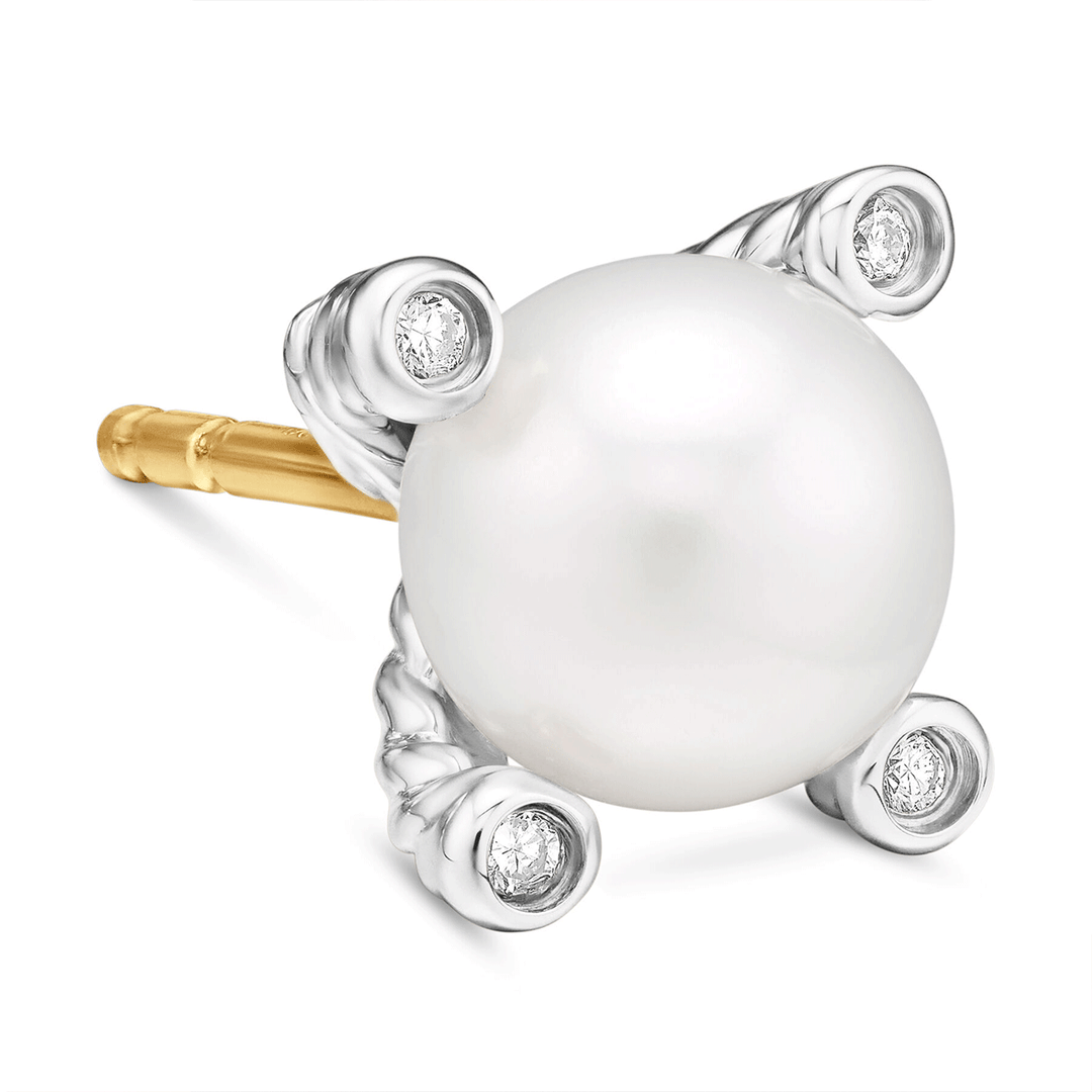 David Yurman Cable Collection Pearl Earrings with Diamonds