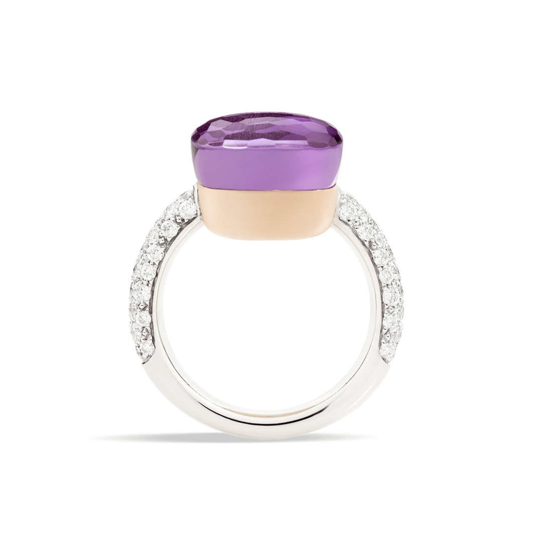 Pomellato Pomellato Nudo Classic 18k Rose White Gold Amethyst and Diamond Ring
