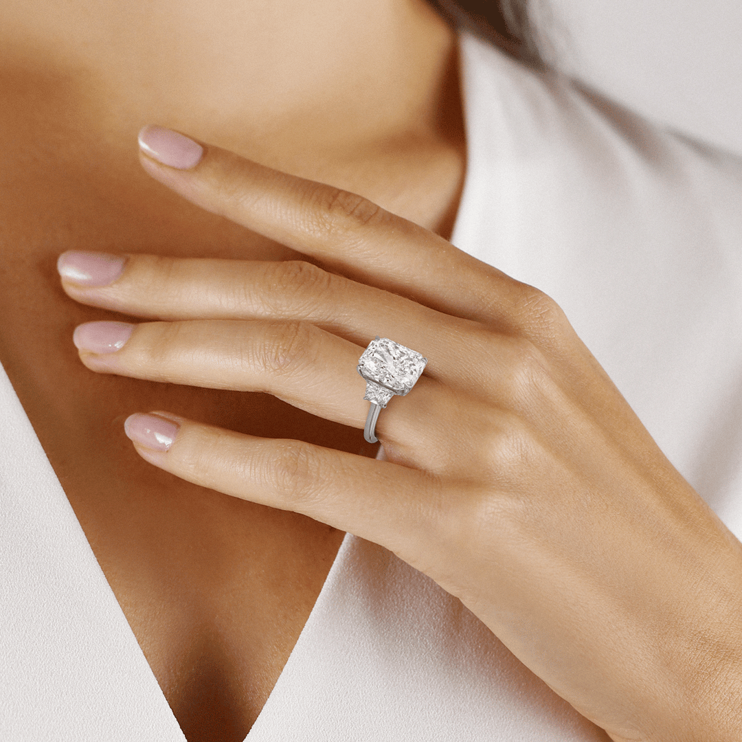 Hamilton Private Reserve Collection Platinum and Radiant Diamond 8.83 Total Weight Three Stone Ring