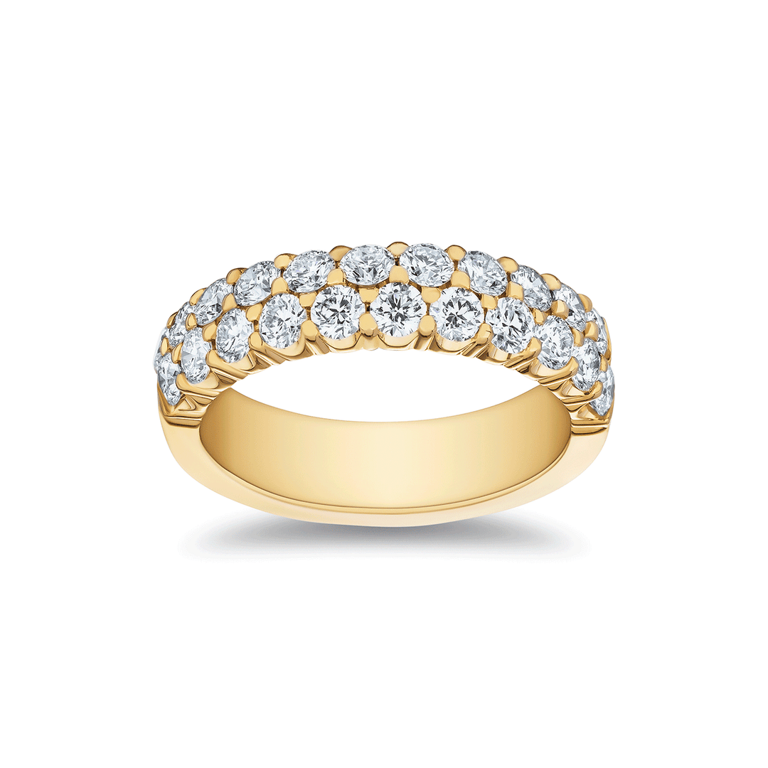 18k Yellow Gold and 1.54 Total Weight Diamond Two Row Band
