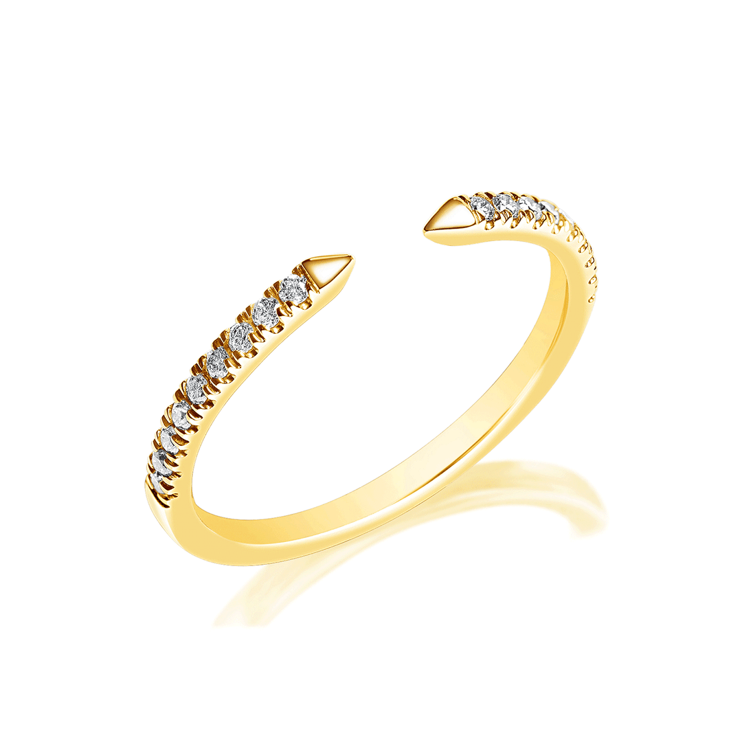 18k Yellow Gold and .14 Total Weight Diamond Open Ring
