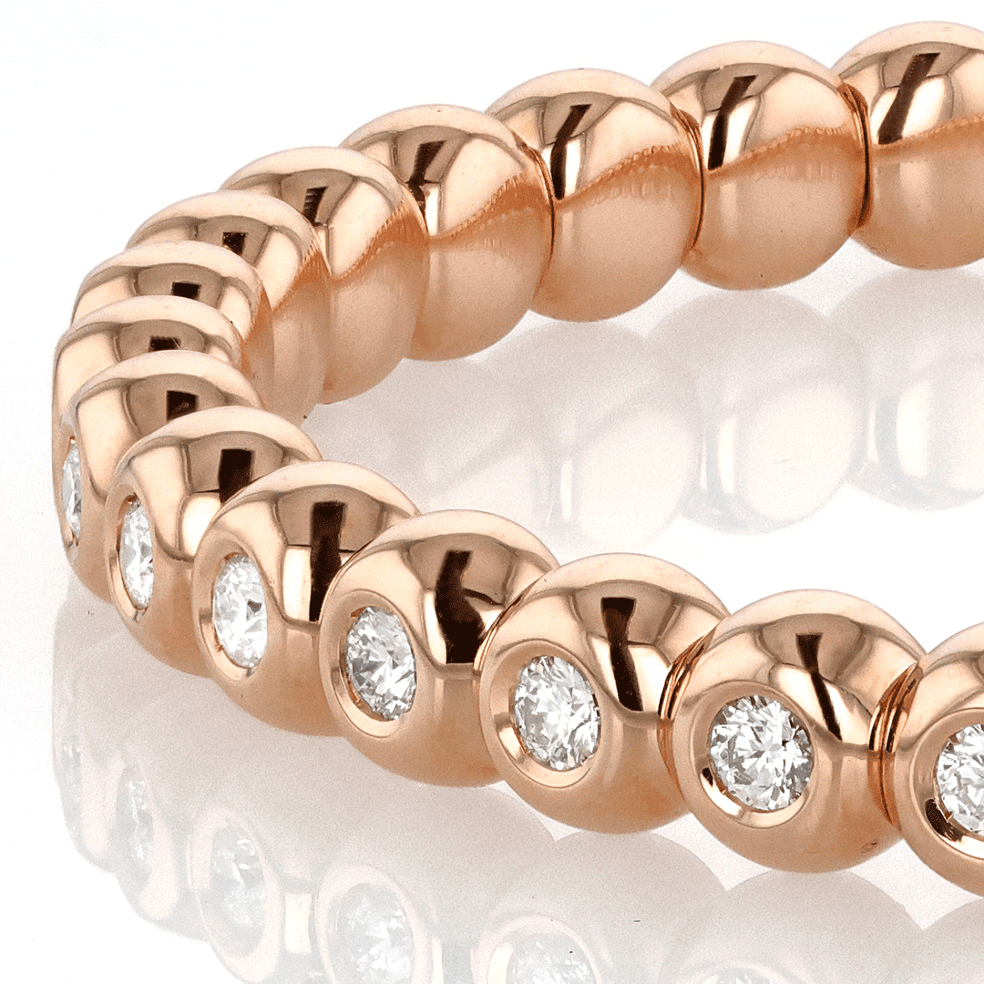 18k Rose Gold and 1.85 Total Weight Diamond Bezel Stretch Bracelet