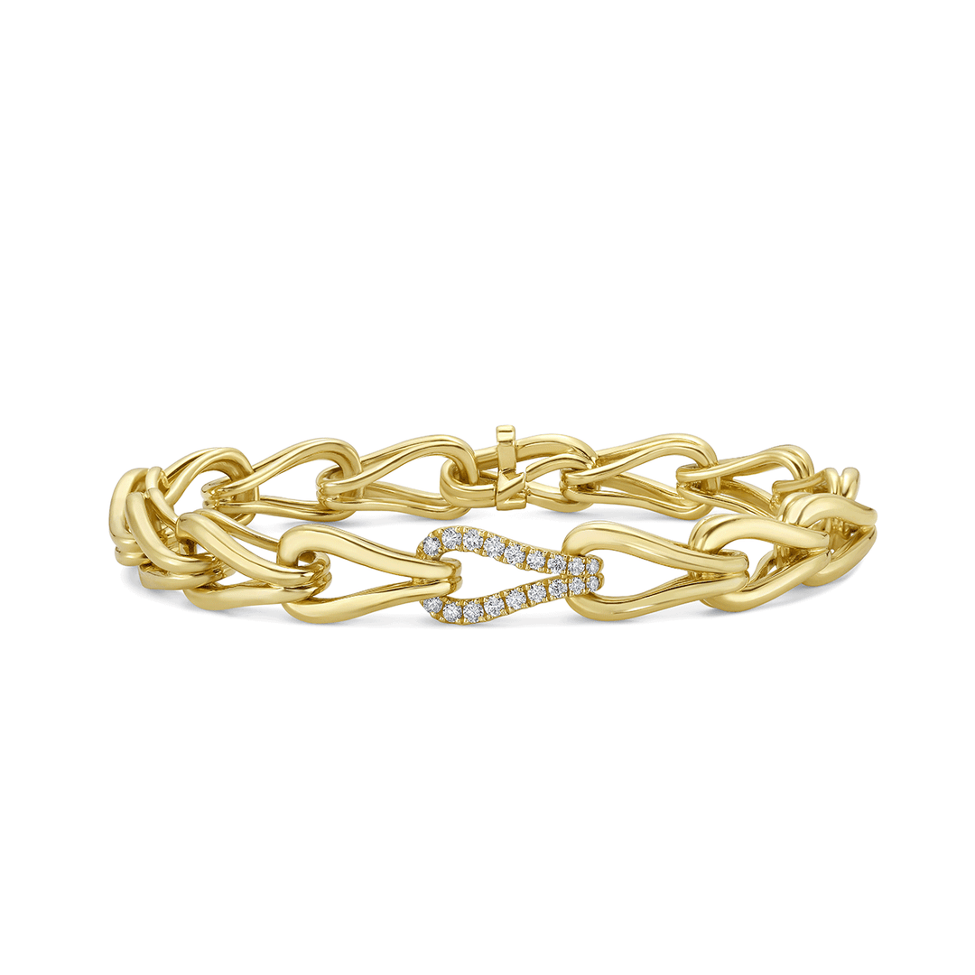 Charles Krypell 18k Yellow Gold and 0.37 Total Weight Diamond Link Bracelet