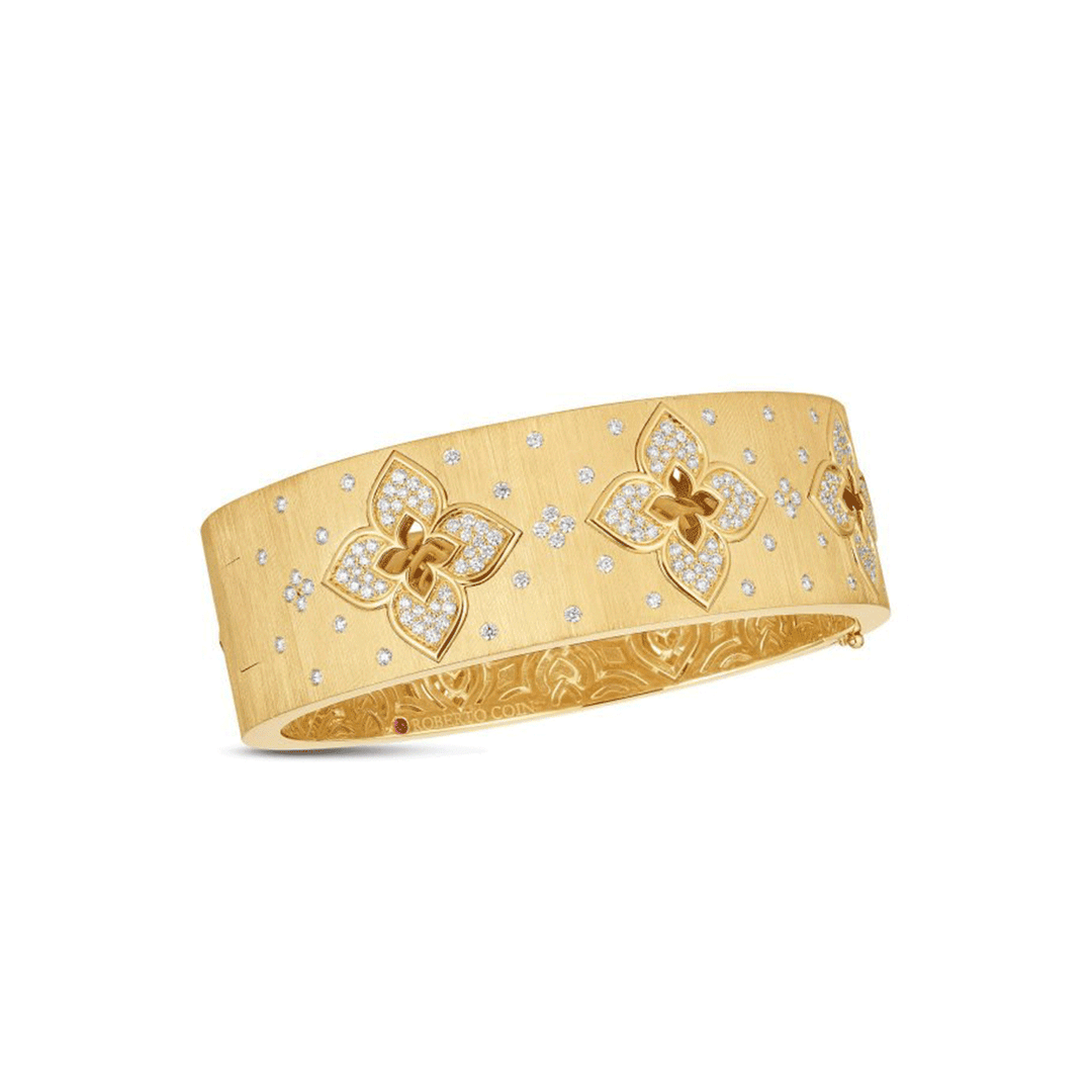 Roberto Coin Venetian Princess 18k Yellow Gold Diamond Bangle