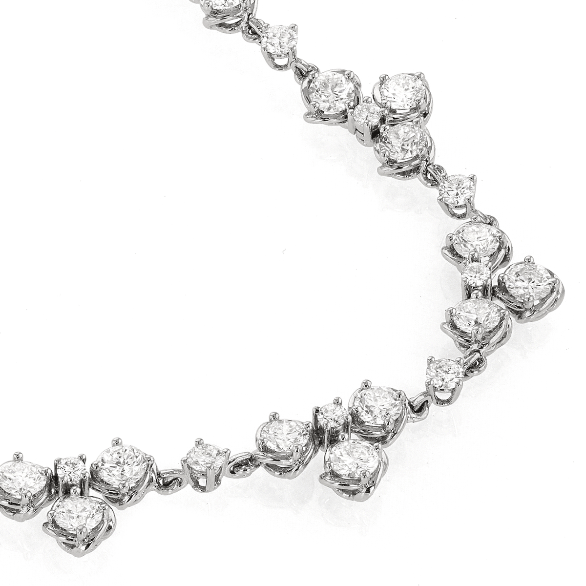 Hamilton Duet Collection 18k White Gold and 13.06 Total Weight Natural Diamond 18 Inch Necklace