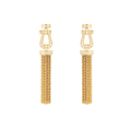 FRED Medium Model Pompon 18K Yellow Gold and Diamond Pave Earrings