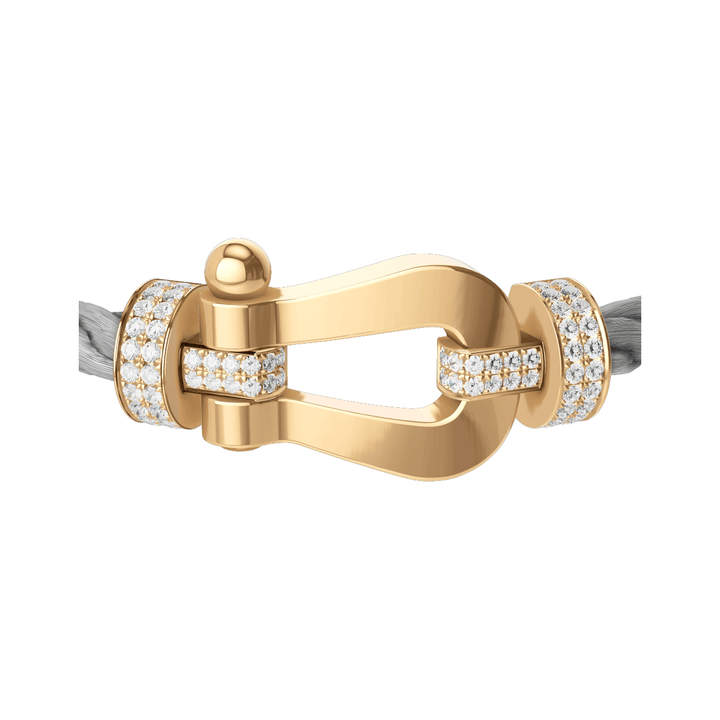 FRED Force 10 Steel Cable with 18k Yellow Gold Extra LG Half Pave Diamond Buckle, Exclusively at Hamilton Jewelers