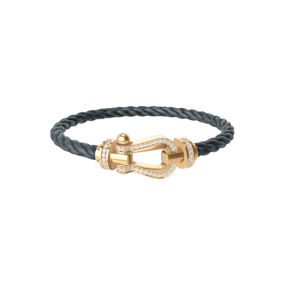 FRED Force 10 Storm Grey Cord 18k Yellow Full Diamond LG Buckle, Exclusively at Hamilton Jewelers