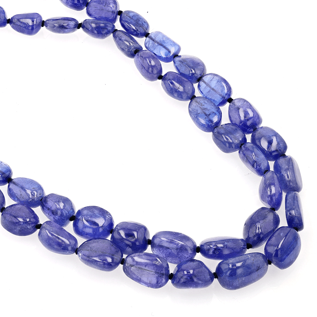 14k Yellow Gold and Tanzanite Bead Layer Necklace