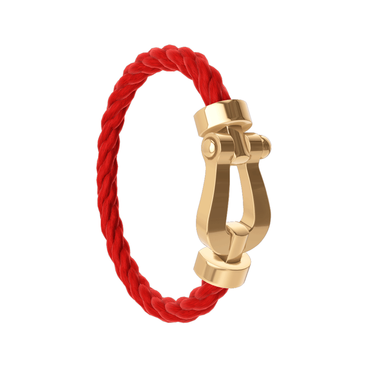 FRED Force 10 Red Cable with 18k Yellow Gold Extra LG  Buckle, Exclusively at Hamilton Jewelers