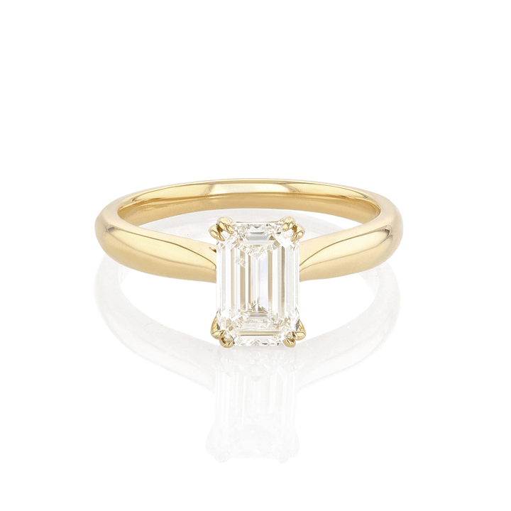 Hamilton 18k Yellow Gold and 1.51 Total Weight Emerald Cut Diamond Centennial Ring